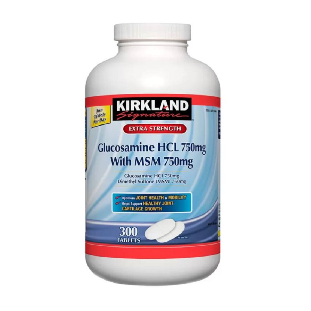 Kirkland Signature Glucosamine HCL 750 mg with MSM 750 mg 300 Tablets