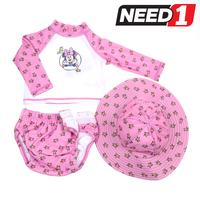 3pc Baby's Minnie Mouse Swimwear Set: Rash Vest, Swim Nappy & Bucket Hat