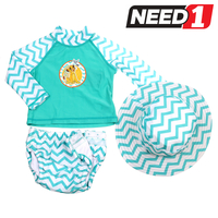 3pc Baby's Simba Swimwear Set: Rash Vest, Swim Nappy & Bucket Hat