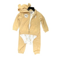 3pcs Baby's Mickey Mouse Plush Jacket Set: Hooded Jacket, Pants & Bodysuit