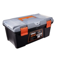 16" Plastic Toolbox with Insert Tray & 3 Lid Top Organizers