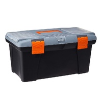 19" Plastic Toolbox with Insert Tray & 3 Lid Top Organizers