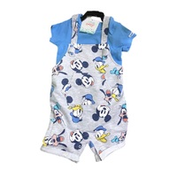 2pc Baby's Mickey Mouse Outfit Set: Romper Overalls & T-shirt