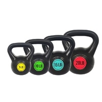 4 x Wide Grip Kettlebell Exercise Fitness Weight Set: 5 lbs / 10 lbs / 15 lbs / 20lbs