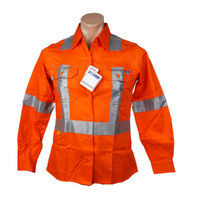 Women's Hi-Vis Drill Long Sleeves Shirt with 'X' Pattern Reflective Tape