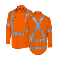 Men's Hi-Vis Drill Button-Up Shirt with H-X-Reflective Tape