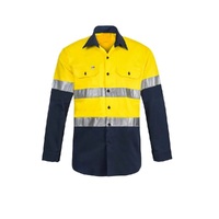 Men's Hi-Vis Cotton Drill Shirt With Reflective Tape