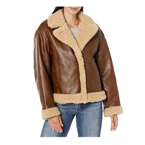 Women's Faux Leather Sherpa Lined Moto Jacket