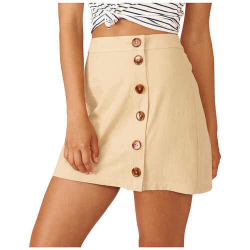 Neutral Buttoned Mini Skirt