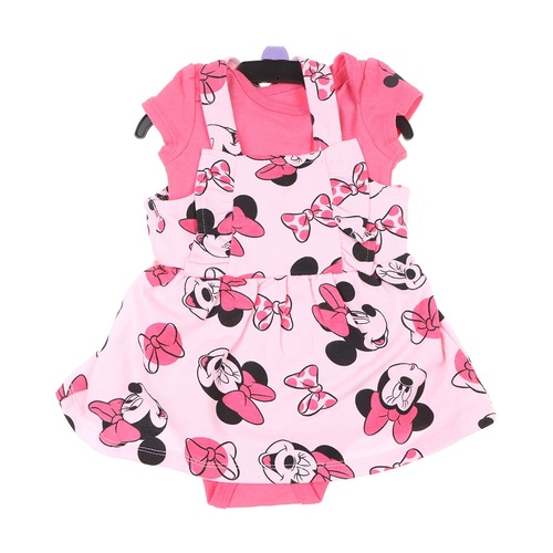 2pc Baby's Minnie Mouse Outfit Set: Bodysuit and Jumpsuit Skirt