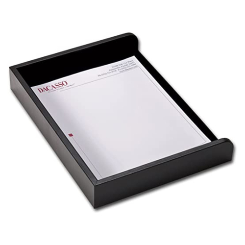 Leather Side Load Letter Tray Classic Black