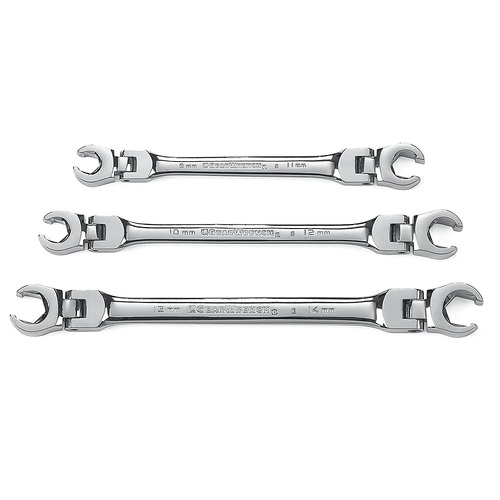 3pc Metric Flex Head Flare Nut Wrench Set