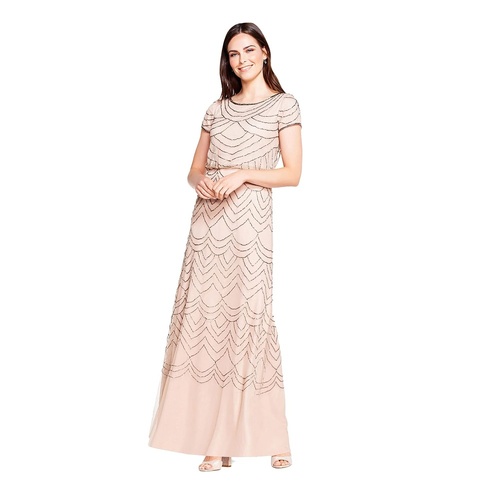 Women's Short Sleeve Blouson Beaded Gown