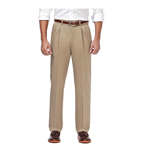 Men's Premium No Iron Classic Fit Expandable Waist Pleat Front Pant