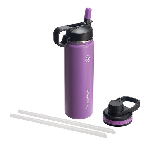 DoubleWall Insulated Stainless Steel Water Bottle with Chug Lid and Straw Lid