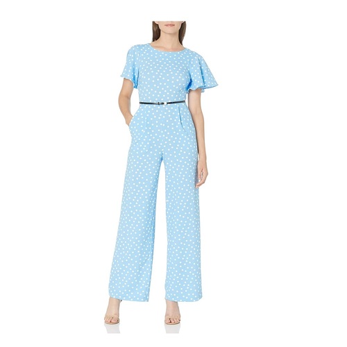 Women's Short Flutter Sleeved Belted Jumpsuit