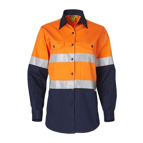 Women's Hi Vis Cool-Breeze Cotton Twill Safety Shirts With Reflective Tape