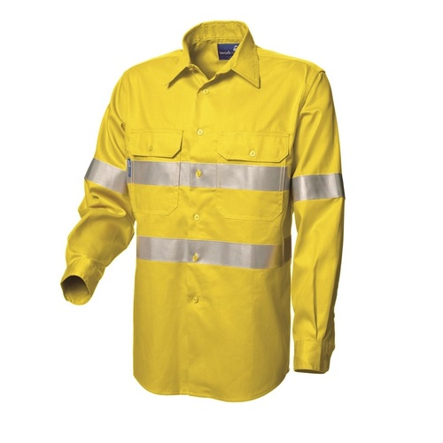 Men's Hi-Vis Button-Up Shirt with Reflective Tape