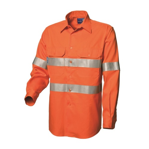 Men's Hi-Vis Button-Up Shirt with Reflective Tape