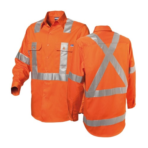 Men's Hi-Vis Button-Up Shirt with H-X-Reflective Tape