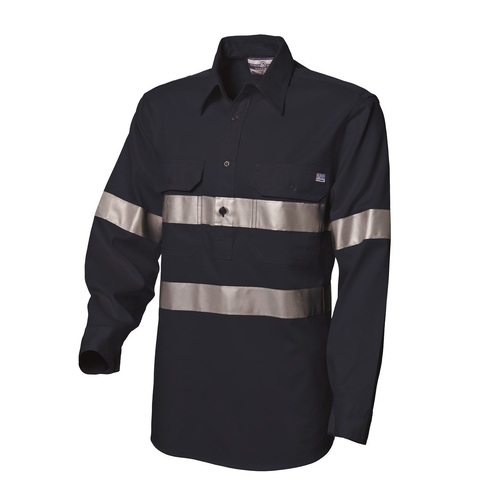 Hi-Vis Half-Button Shirt with Reflective Tape