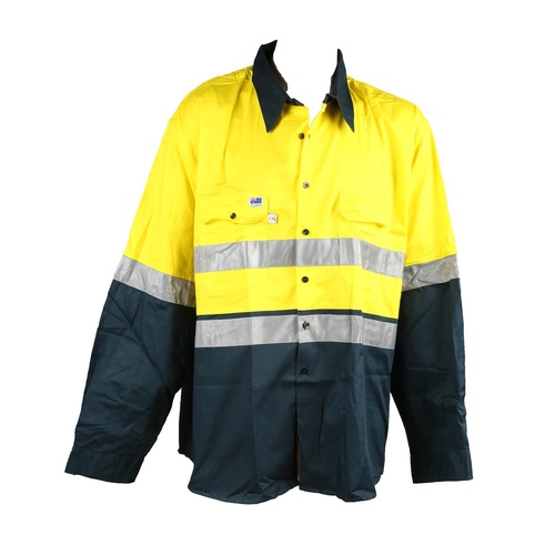 Men's Hi-Vis Button-Up Shirt with Reflective Tape