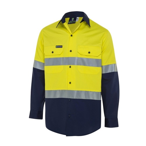 Men's Hi-Vis Button-Up Shirt with Reflective Tape