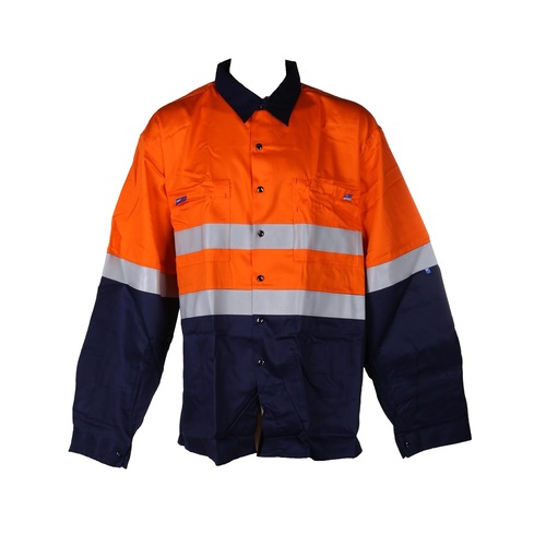 Men's 2-Tone Fire Retardant Cotton Drill Shirt with Reflective Tape