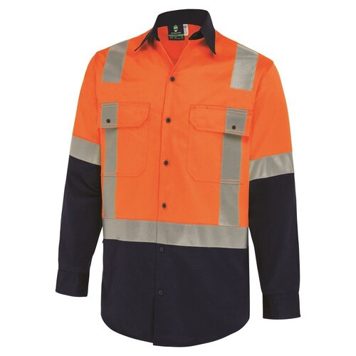 Men's Hi-Vis Button-Up Shirt with H-Reflective Tape