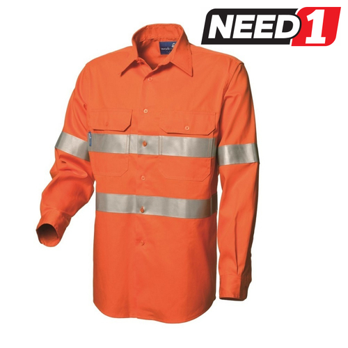 Men's Hi-Vis Fire Retardant Button-Up Shirt With Reflective Tape